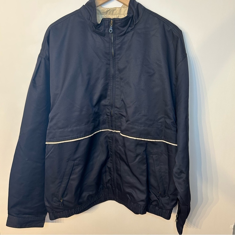 *NWT* Cutter & Buck Men’s Navy Blue and Tan Lined Weather Tech Jacket, Size XXL